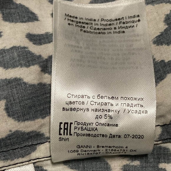 NWT GANNI Ruffled Collar Leopard Print Cotton Poplin Long Sleeve Top - Sz 6 - Picture 12 of 13